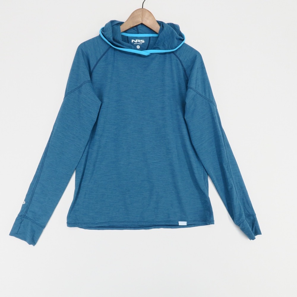 NRS H2Core Silkweight Hoodie Womens XL Blue Heather UPF 50 Sun Shirt Thumbholes